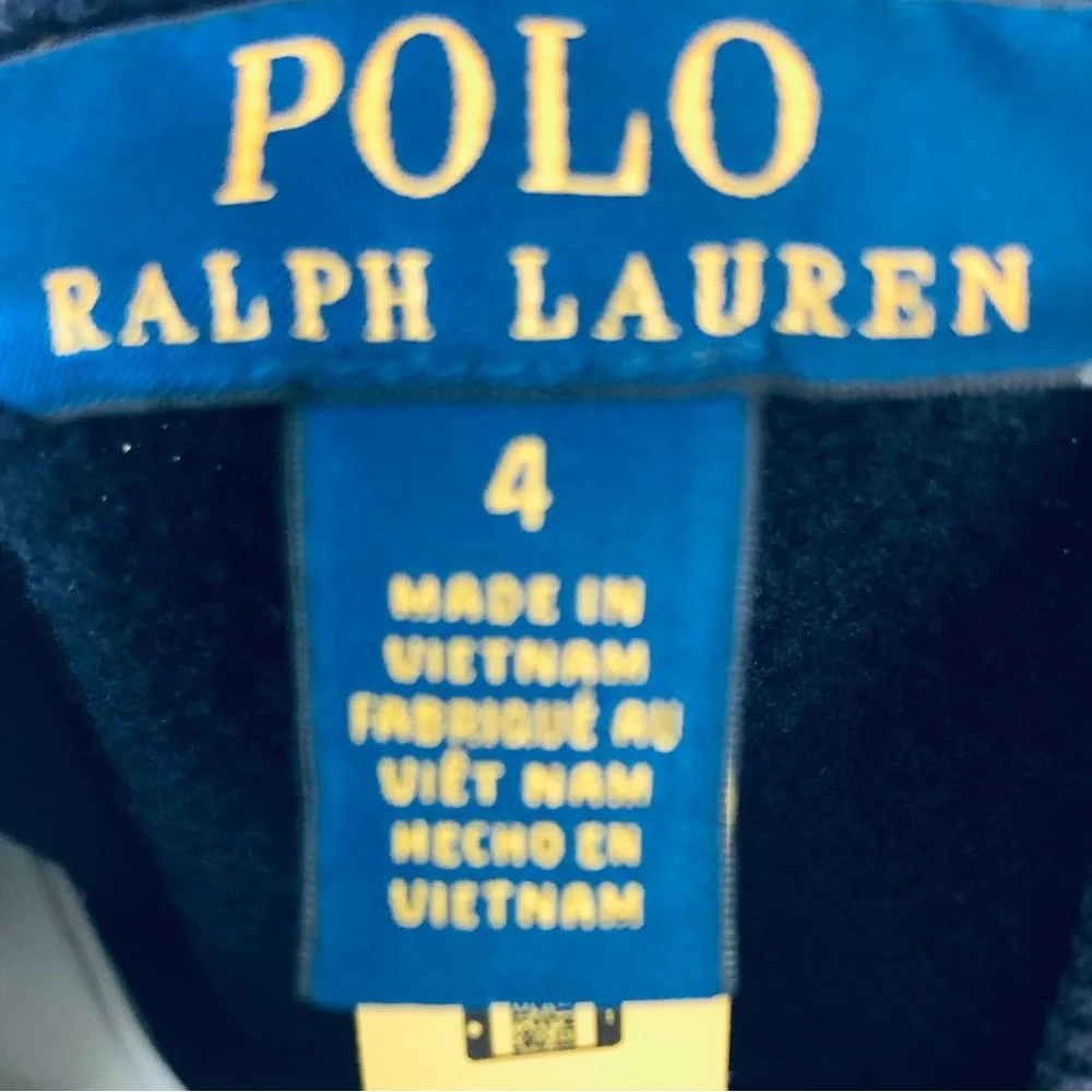 New! Ralph Lauren Navy  Blue Polo Bear Embroidered Sweatshirt. Size 4T - Picture 5 of 7